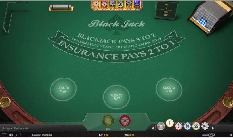 European Blackjack gameplay