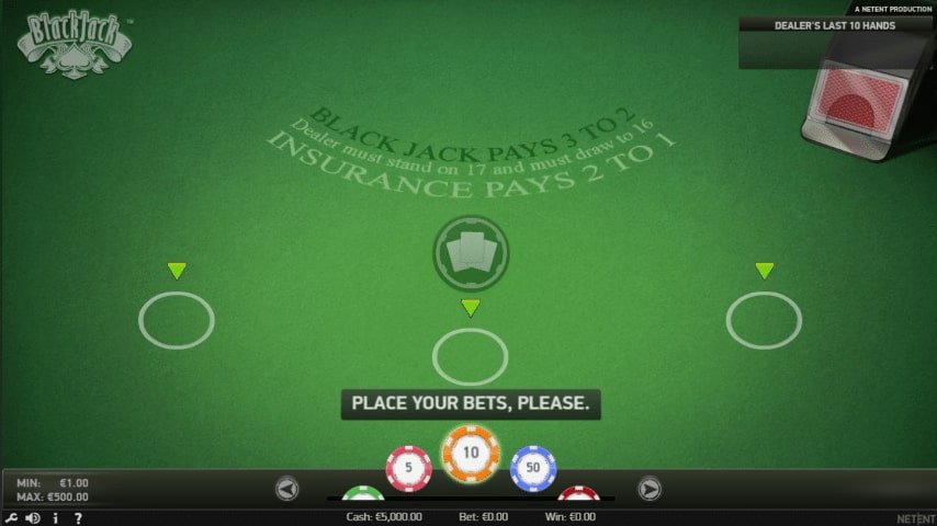 Blackjack NetEnt gameplay
