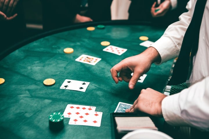 Players counting cards at a blackjack table