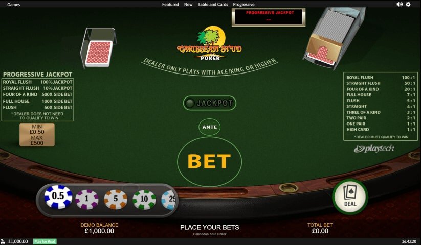 Caribbean Stud Poker gameplay