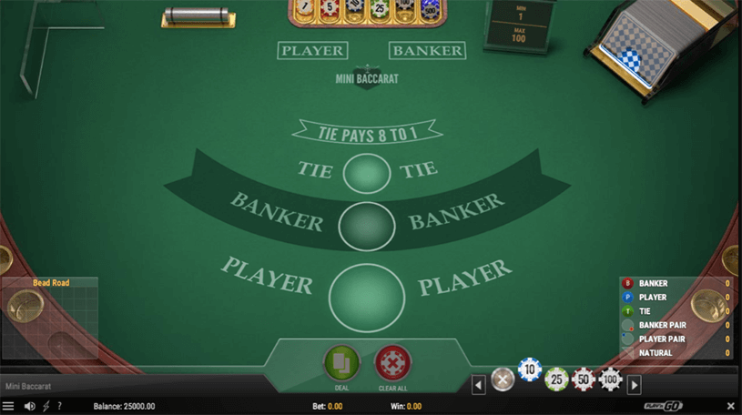 Mini Baccarat gameplay