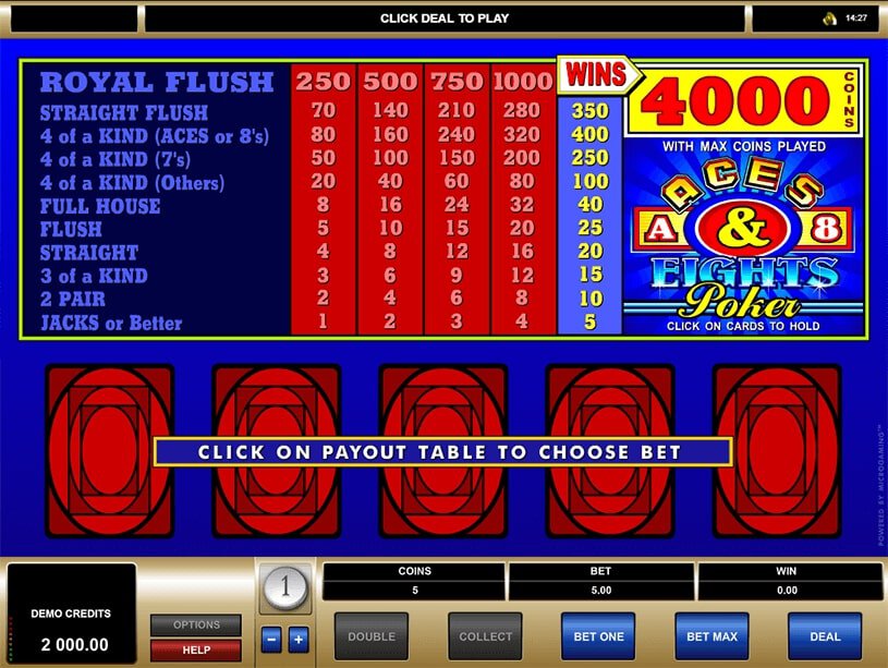 Aces and Eights Poker gameplay