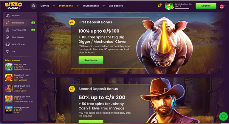 Cyclone Rally at Bizzo Casino: Win up to € 150 + 300 Free Spins