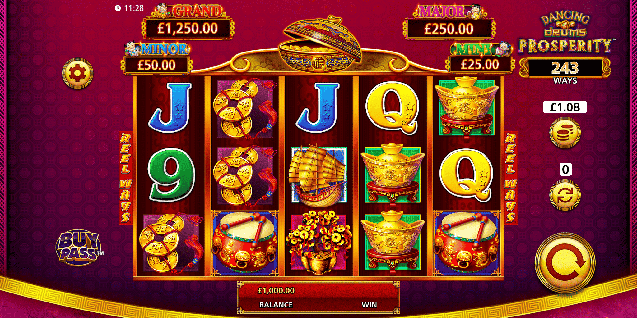 Dancing Drums Prosperity Slot gameplay