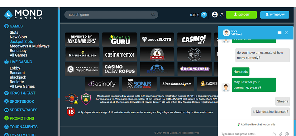 mond casino Customer Support