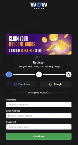 Wow Vegas Casino Account Validation Wow Vegas Casino Account Validation