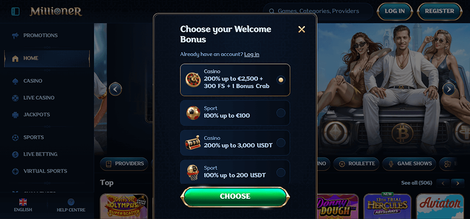 millioner-choose-your-welomce-bonuswelc