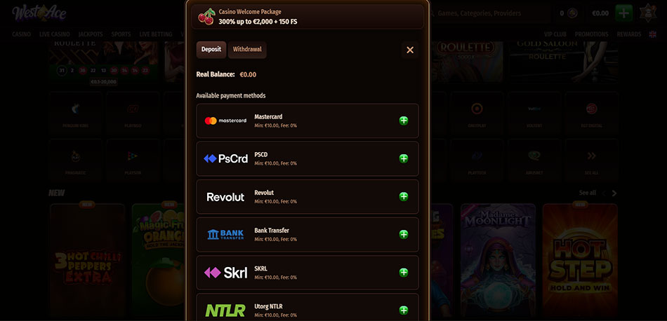 Westace-Casino-deposit