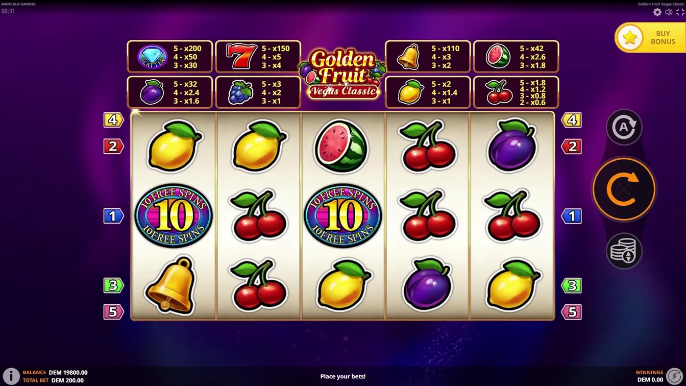 Golden Fruit Vegas Classic gameplay